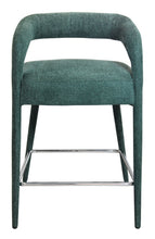 Load image into Gallery viewer, 25" Modern Metal And Fabric Low Back Counter Height Bar Chair - Teal Blue
