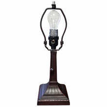 Load image into Gallery viewer, Metal Candlestick Table Lamp With Pink And Black Empire Shade - Dark Brown