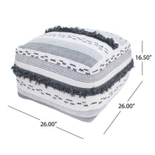 Load image into Gallery viewer, Karim - Faux Yarn Large Pouf, Durable - Ivory / Gray