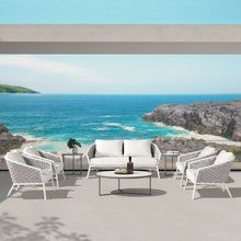 Load image into Gallery viewer, Rowan - Rope Barrel Back Patio Conversation Loveseat Sofa - Optic White