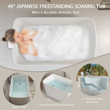 Load image into Gallery viewer, 49'' Acrylic Freestanding Soaking Bathtub, Square-Shape Japanese Soaking Hot Tub, Sit-In Design With Chrome Overflow And Drain For Express Delivery 23Amazing-49 (W1920P179228) - Glossy White