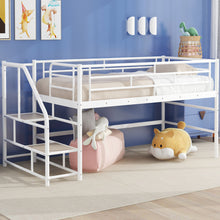 Load image into Gallery viewer, Loft Bed With Storage Stairs And Metal Frame