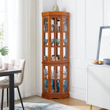 Load image into Gallery viewer, Corner Curio Cabinet With 5 Shelves And Lighting System (E26 Light Bulb Not Included)