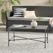 Load image into Gallery viewer, Luna - Outdoor Iron Coffee Table - Black Brush Silver