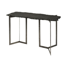 Load image into Gallery viewer, Distressed Double Pedestal Console Table - Black And Nickel Slate