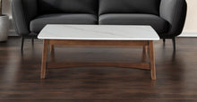 Load image into Gallery viewer, Stone Rectangular Coffee Table With Shelf - Walnut And White