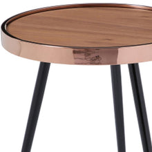 Load image into Gallery viewer, Wood Stainless Steel Round End Table (719956) - Walnut / Black / Rose