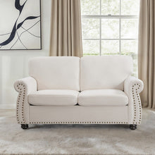 Load image into Gallery viewer, Soft Loveseat, Upholstered 2 Seater Couch, Loose Back Cushions And Turned Legs
