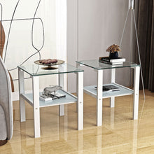 Load image into Gallery viewer, Glass Two Layer Tea Table, Small Round Table, Bedroom Corner Table, Living Room Side Table