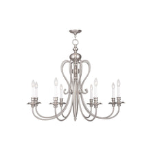 Load image into Gallery viewer, 32" Eight Light Dimmable Chandelier With Shades - Nickel