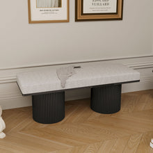 Load image into Gallery viewer, Upholstered Bench With Black Chunky Legs Boucle Contemporary Style Bed-End Bench For Bedroom Living Room - Light Gray