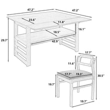 Load image into Gallery viewer, 5 Piece Extendable Wood Square Dining Table Set With 2 Drop Leaves