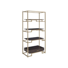 Load image into Gallery viewer, Four Tier Etagere Bookcase With a Drawer - Gold / Black