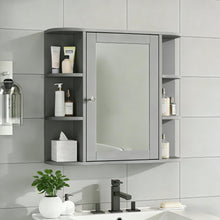 Load image into Gallery viewer, Bathroom Wall Storage Cabinet With Mirror And Adjustable Shelf, 6 Open Shelves