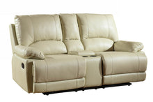 Load image into Gallery viewer, Faux Leather Love Seat Manual Reclining With Storage - Beige
