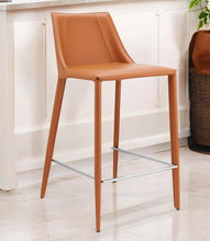 Load image into Gallery viewer, Faux Leather And Steel Low Back Counter Height Bar Chair - Terra Cotta