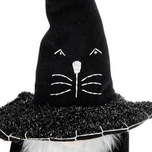Load image into Gallery viewer, Sitting Gnome With Broomstick & Long Legs, For Halloween Decor - Black White