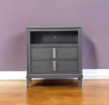 Load image into Gallery viewer, Pine Poplar Solids With Mindy And Veneer Open Shelving TV Stand - Gray