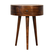 Load image into Gallery viewer, 21" Solid Wood Round One Drawer Nightstand - Brown