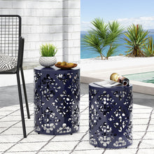 Load image into Gallery viewer, Modern Iron Cut Design End Table (Set of 2) - Navy Blue
