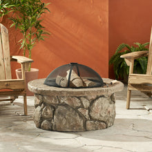 Load image into Gallery viewer, Outdoor 34" Lightweight Concrete Wood Burning Fire Pit - Stone Gray