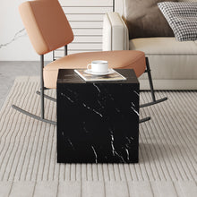 Load image into Gallery viewer, Luxurious Marble Texture Coffee Table Cube Design Elegant Living Room Accent - Black