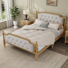 Load image into Gallery viewer, Traditional Style Solid Bed Frame With Upholstered Tufted Headboard, No Box Spring Needed