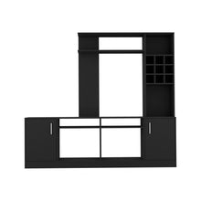 Load image into Gallery viewer, 78" Wood Enclosed And Open Storage Entertainment Center With Bookcase - Black