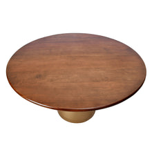 Load image into Gallery viewer, 48" Rounded Solid Wood And Iron Pedestal Base Dining Room Table - Brown