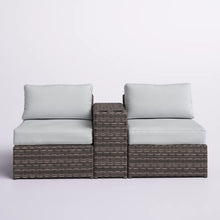 Load image into Gallery viewer, 2 Person Wicker Conversation Set With Cushions, Weather Resistant