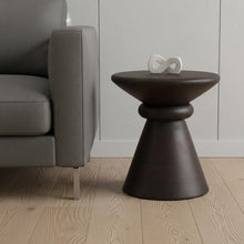 Load image into Gallery viewer, Solid Wood Round Pedestal End Table - Dark Brown