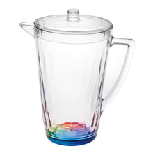 Load image into Gallery viewer, Rainbow Design Unbreakable Plastic Water Pitcher With Lid And Spout, 2.5 Quarts - Clear