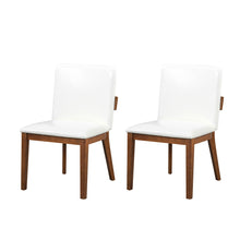 Load image into Gallery viewer, Modern Dining Chairs (Set of 2) With Glossy Upholstery - White / Walnut