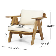 Load image into Gallery viewer, Outdoor Acacia Wood Club Chairs With Cushions (Set of 2) - Teak / Beige