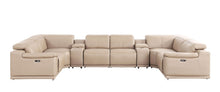Load image into Gallery viewer, Leather Modular U Shaped Eight Piece Corner Sectional With Console - Beige