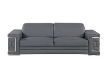 Load image into Gallery viewer, Leather Sofa With Silver Legs - Gray