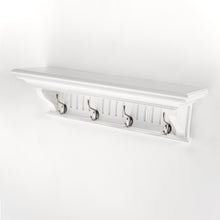 Load image into Gallery viewer, 28" Solid Wood Four Hook Wall Mount Coat Rack - White
