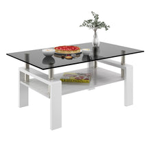 Load image into Gallery viewer, Modern Rectangular Coffee Table With Tempered Transparent Glass Top And Storage Shelf