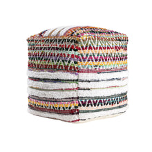 Load image into Gallery viewer, Cotton Blend Chevron Pouf Ottoman - Rainbow