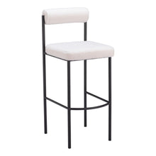 Load image into Gallery viewer, 30" Shearling And Steel Low Back Bar Height Bar Chairs (Set of 2) - Ivory / Black