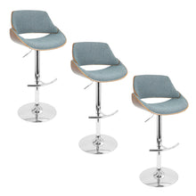 Load image into Gallery viewer, Fabrizzi - Mid Century Modern Adjustable Barstool With Swivel With Rounded T Footrest (Set of 3)