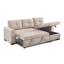 Load image into Gallery viewer, Polyester Blend Convertible Futon Sleeper Sofa With Black Legs - Beige