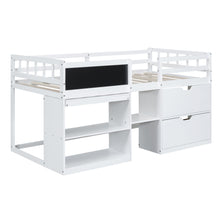 Load image into Gallery viewer, Low Loft Bed With Rolling Desk, Shelf And Drawers