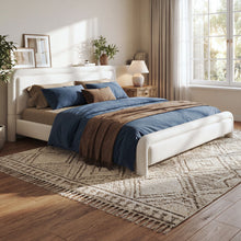 Load image into Gallery viewer, Upholstered Platform Bed Frame With Curved Headboard, Wood Slats Support
