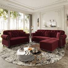 Load image into Gallery viewer, Upholstered Sofa Set With Nailhead Trim And Rolled Armrests, Includes Pillows