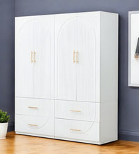 Load image into Gallery viewer, 74" Carved Geometric Four Door Four Drawer Combo Dresser - White