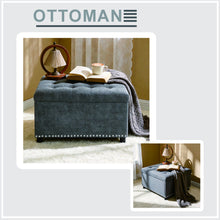 Load image into Gallery viewer, Square Tufted Storage Ottoman With Nailhead Trim