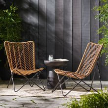 Load image into Gallery viewer, Wicker Chair With Geometric Cross Base, (Set of 2) - Light Brown