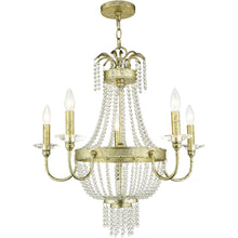 Load image into Gallery viewer, Five Light Metal Dimmable Chandelier With Shades - Gold