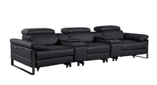 Load image into Gallery viewer, Top Grain Leather Reclining Metal USB Sofa (720342) - Black